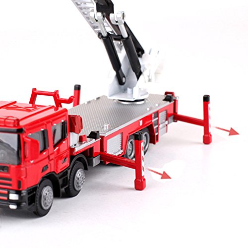 Miniatura de Caminhão-Grua de Bombeiros em Metal