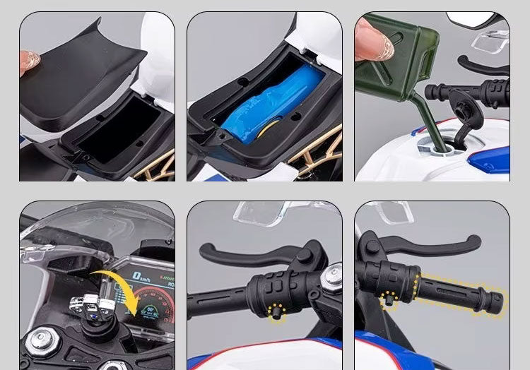 BMW S1000RR – Miniatura 1:6 com Spray no Escapamento e Funções Interativas